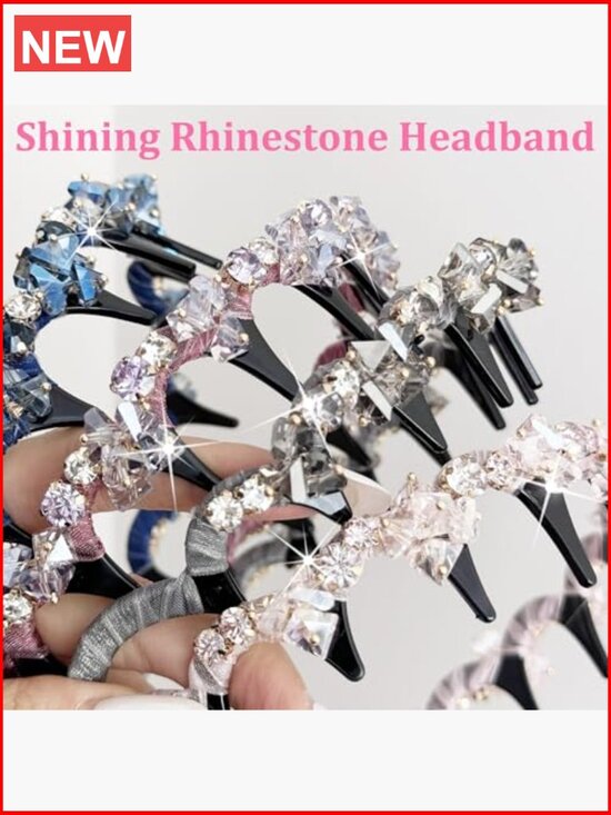 Rhinestone Tooth Comb Headband Anti Slip Hair Hoop for Women main image 5